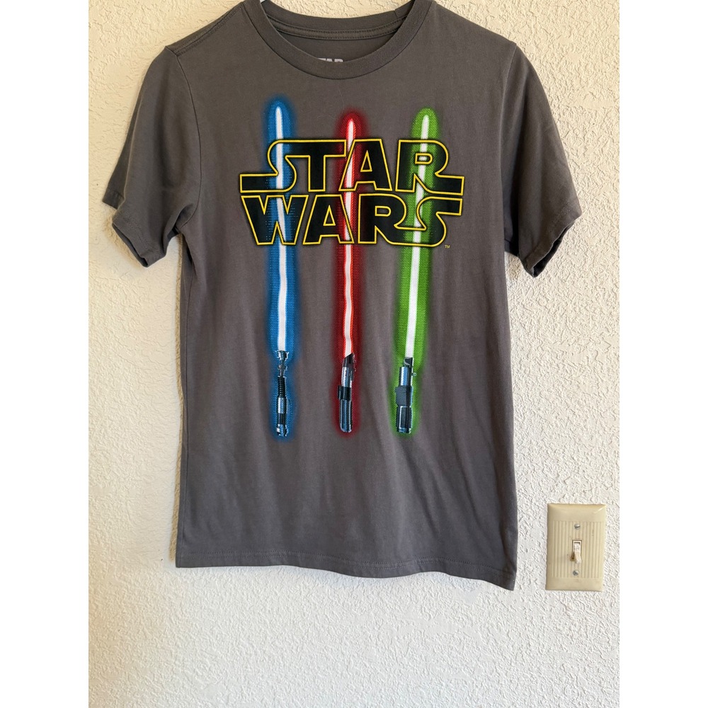 Star Wars Mad Engine Kids XL Gray Lightsaber Graphic T-Shirt Short Sleeve Tee
